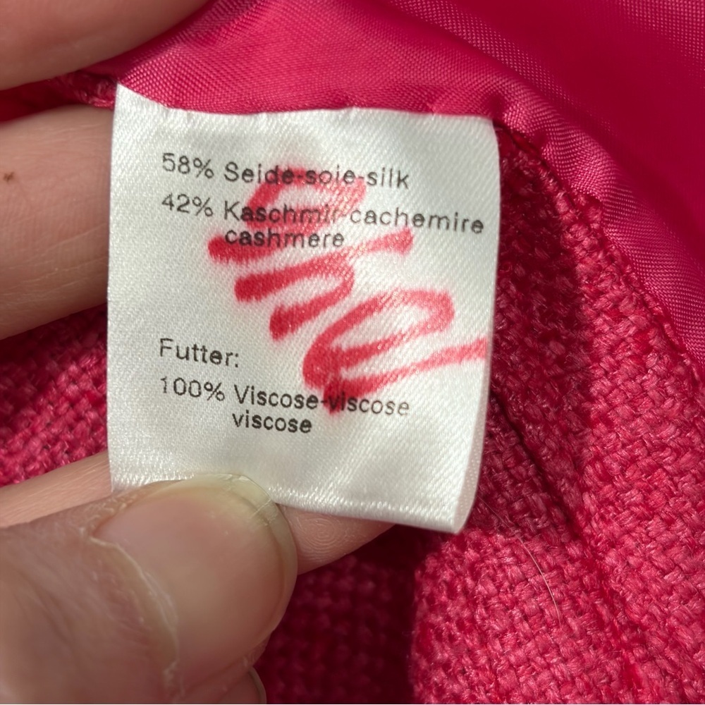 Akris Womens Silk Cashmere Hot Pink Blazer Sz 8 Retro Funky BossWives Event EUC - Picture 9 of 15